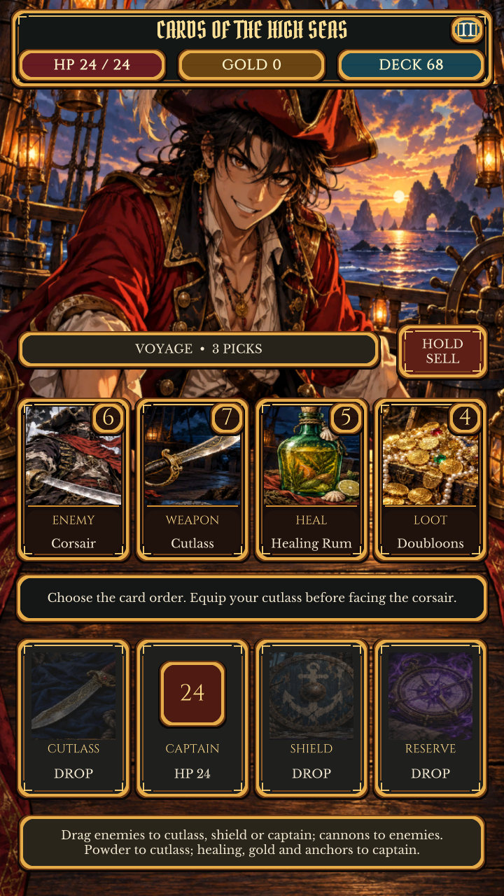 Cards and gameplay in English